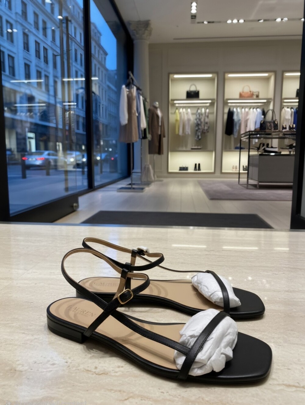 LAUREN RALPH LAUREN LAINEE BLACK SOFT NAPPA LEATHER SANDALS WOMEN'S SZ 10 $250